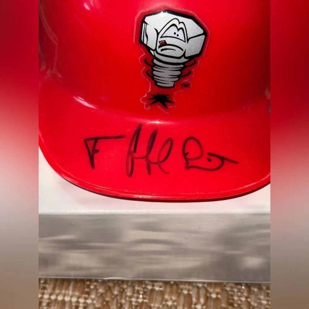 MLB Authentic Autographs,Félix Pie & Hank Blalock,2 Minor League Mini Helmets